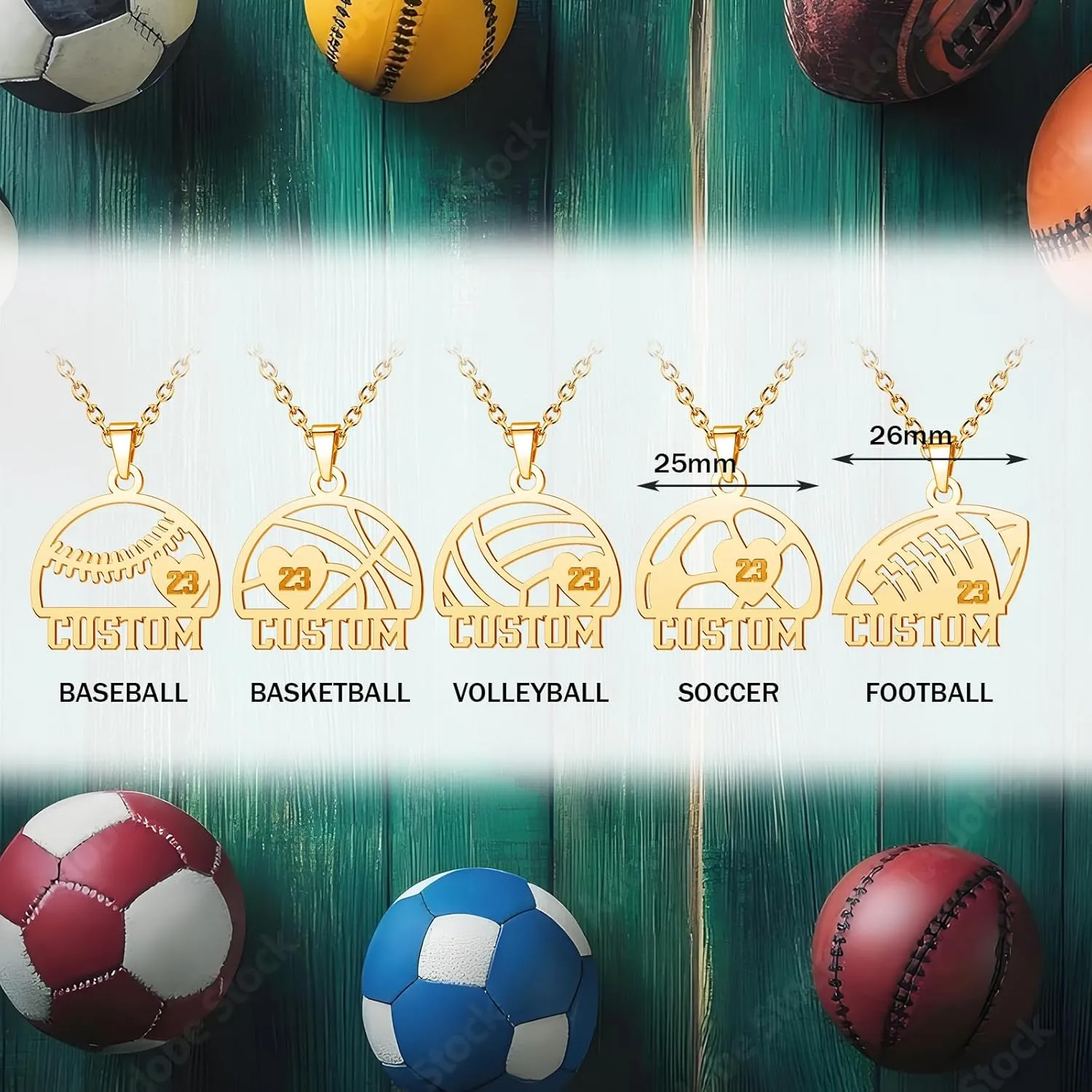 Personalized Number Necklace with Name for Women Men Custom Number Necklaces Customized Football/Baseball/Soccer/Basketball/Volleyball Engraved Pendant Jewelry Gift for Sports Athelets