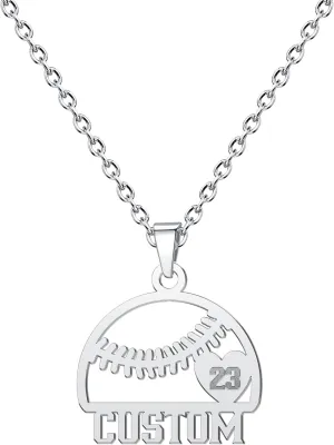 Personalized Number Necklace with Name for Women Men Custom Number Necklaces Customized Football/Baseball/Soccer/Basketball/Volleyball Engraved Pendant Jewelry Gift for Sports Athelets