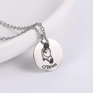 Personalized Pet Photo Disc Necklace For Women Tiny Cat dog Name Pendant Necklaces Custom Animal 316L Stainless Steel Jewelry