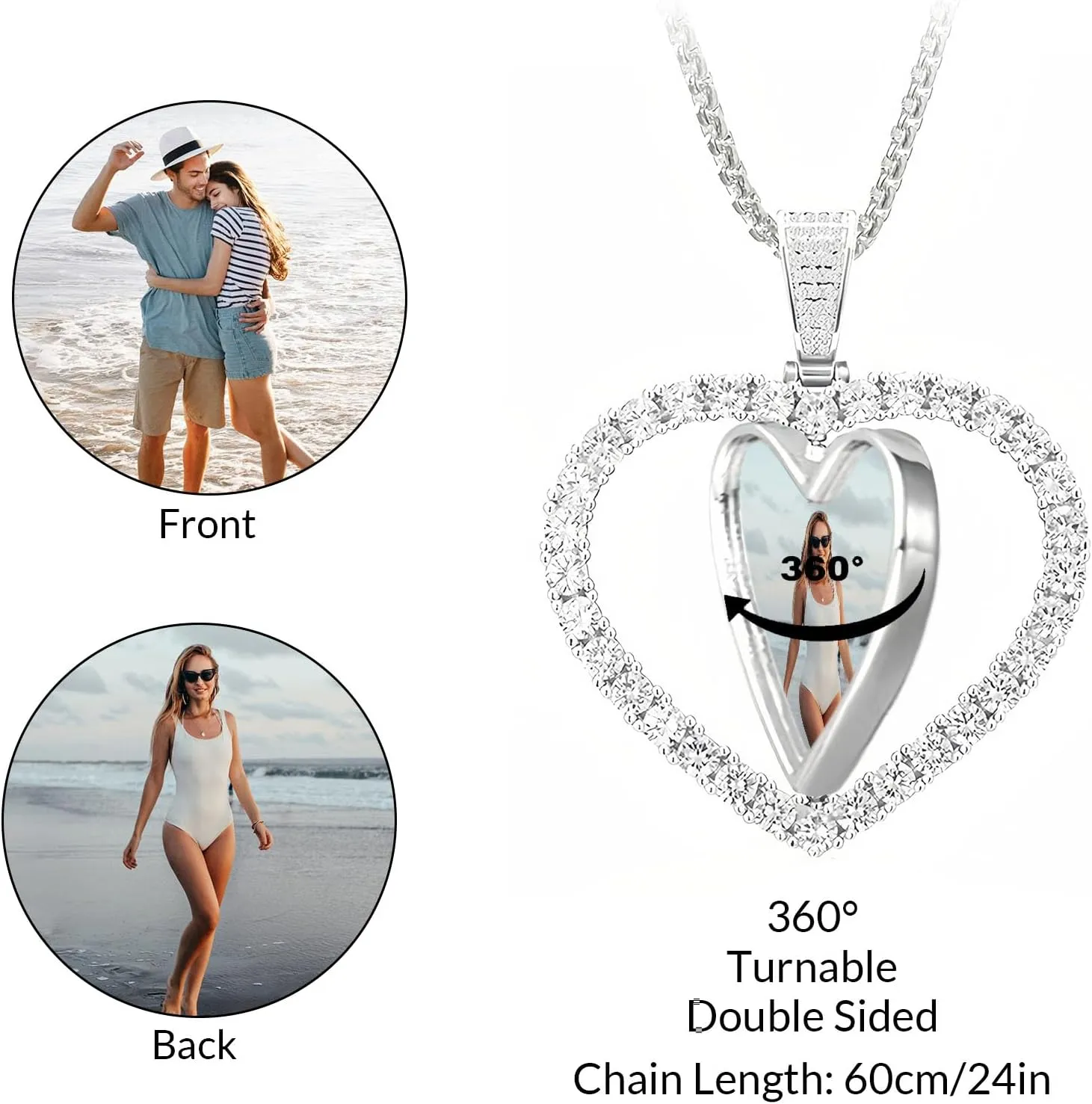 Personalized Picture Necklace Custom Photo Pedant for Man Women Boyfriend Memorial Necklaces with Picture Customized Chain Hip Hop Jewelry Gift