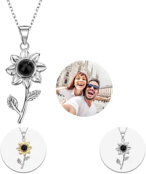 Personalized Picture Projection Necklace Customized Necklace Inside Photo Pendant Necklace Custom Gift for Wife Mom Grandma Girlfriend Daughter Anniversary Birthday Gifts Memorial Love Gifts