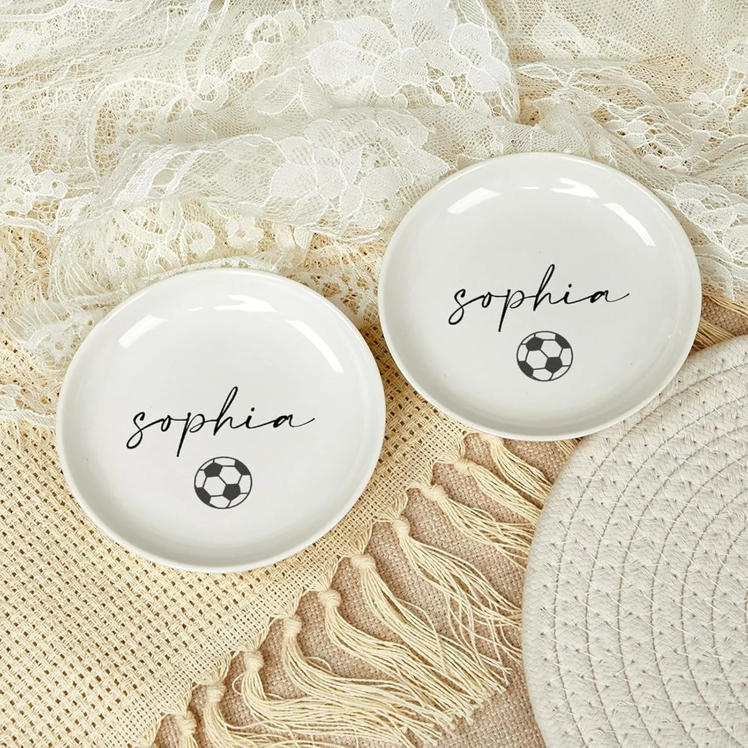 Personalized Soccer Jewelry Dish, Ceramic Trinket Tray, Soccer Gifts for Girls, Birthday Gifts for Daughter, Girls Soccer Gifts, Custom Soccer Ring Dish, Soccer Lover Gift