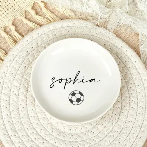Personalized Soccer Jewelry Dish, Ceramic Trinket Tray, Soccer Gifts for Girls, Birthday Gifts for Daughter, Girls Soccer Gifts, Custom Soccer Ring Dish, Soccer Lover Gift
