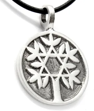 Pewter Tree of Life with Star of David Pendant on Leather Necklace