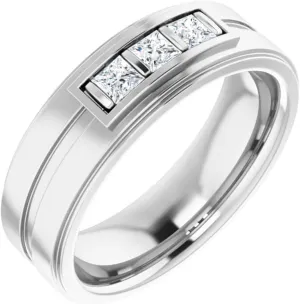 Platinum 2.75mm Square Shape Diamond Band Ring Fine Jewelry For Women Gifts For Her (3/8 cttw), Size 7