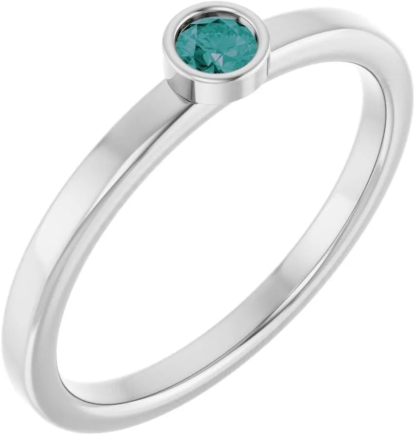 Platinum 3mm Round Shape Alexandrite Solitaire Fashion Ring Fine Jewelry For Women Gifts For Her, Size 7