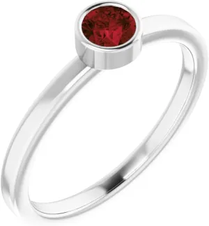 Platinum 4mm Round Shape Mozambique Garnet Solitaire Fashion Ring Fine Jewelry For Women Gifts For Her, Size 7