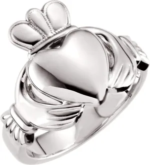 Platinum 8.5mm Claddagh Band Ring Fine Jewelry For Women Gifts For Her, Size 8