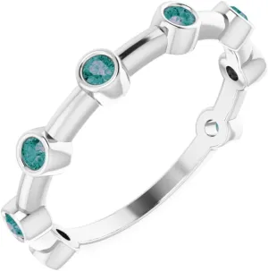Platinum Alexandrite Bezel-Set Bar Stackable Fashion Ring Fine Jewelry For Women Gifts For Her, Size 7