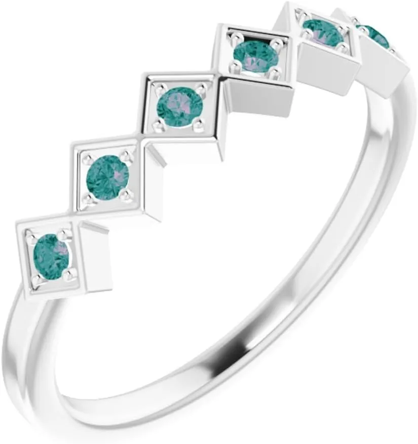 Platinum Alexandrite Stackable Fashion Ring Fine Jewelry For Women Gifts For Her, Size 7
