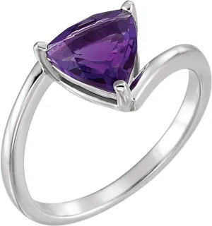 Platinum Amethyst Solitaire Bypass Fashoin Ring Fine Jewelry For Women Gifts For Her, Size 7