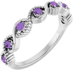 Platinum Amethyst Stackable Fashion Ring Fine Jewelry For Women Gifts For Her, Size 7