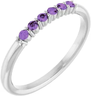 Platinum Amethyst Stackable Fashion Ring Fine Jewelry For Women Gifts For Her, Size 7