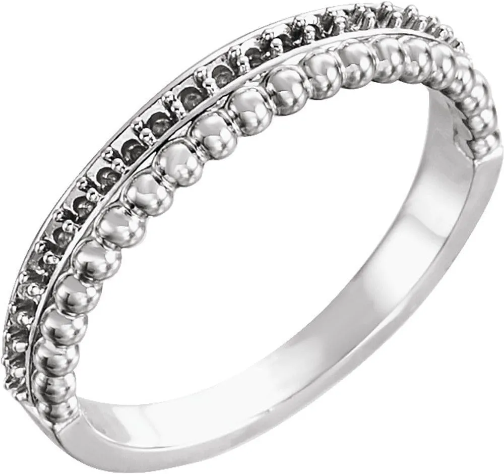 Platinum Beaded Accented Fashion Ring Fine Jewelry For Women Gifts For Her (Mounting Only, Not All Stones Included), Size 7
