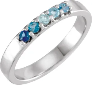 Platinum Blue Multi-Gemstone Midi Accented Fashion Ring Fine Jewelry For Women Gifts For Her, Size 4