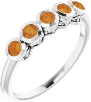 Platinum Citrine Accented Fashion Ring Fine Jewelry For Women Gifts For Her, Size 7