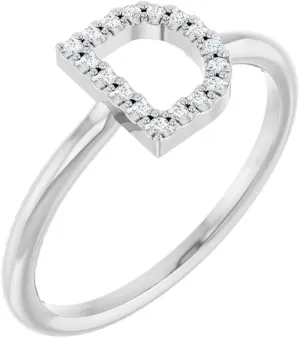 Platinum Diamond Initial D Stackable Fashion Ring Fine Jewelry For Women Gifts For Her (.06 cttw), Size 7