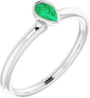 Platinum Emerald Stackable Family Fashion Ring Fine Jewelry For Women Gifts For Her, Size 7