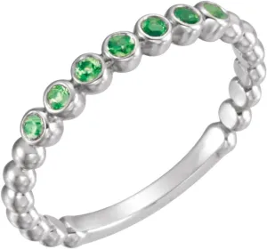 Platinum Emerald Stackable Fashion Ring Fine Jewelry For Women Gifts For Her, Size 7