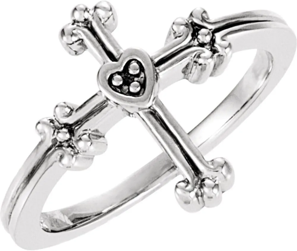 Platinum Fancy Cross Ring Fine Jewelry For Women Gifts For Her, Size 7