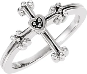 Platinum Fancy Cross Ring Fine Jewelry For Women Gifts For Her, Size 7