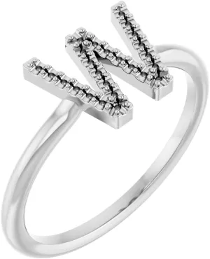 Platinum Initial W Fashion Ring Fine Jewelry For Women Gifts For Her (Mounting Only, Not All Stones Included), Size 7