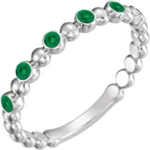 Platinum Lab-Grown Emerald Stackable Fashion Ring Fine Jewelry For Women Gifts For Her, Size 7
