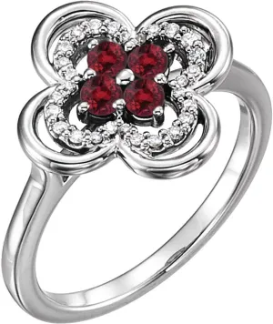 Platinum Lab-Grown Ruby and 1/10 cttw Diamond Fashion Ring Fine Jewelry For Women Gifts For Her, Size 7
