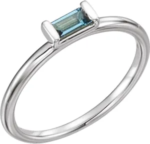 Platinum London Blue Topaz Stackable Fashion Ring Fine Jewelry For Women Gifts For Her, Size 7