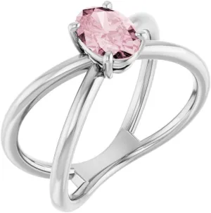 Platinum Morganite Negative Space Fashion Solitaire Ring Fine Jewelry For Women Gifts For Her, Size 7