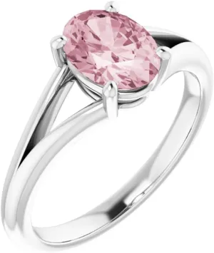 Platinum Morganite Solitaire Fashion Ring Fine Jewelry For Women Gifts For Her, Size 7