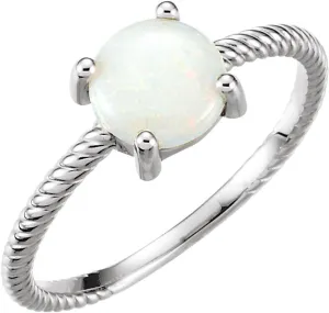 Platinum Opal Cabochon Fashion Ring Fine Jewelry For Women Gifts For Her, Size 7