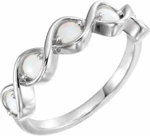 Platinum Opal Stackable Fashion Ring Fine Jewelry For Women Gifts For Her, Size 7