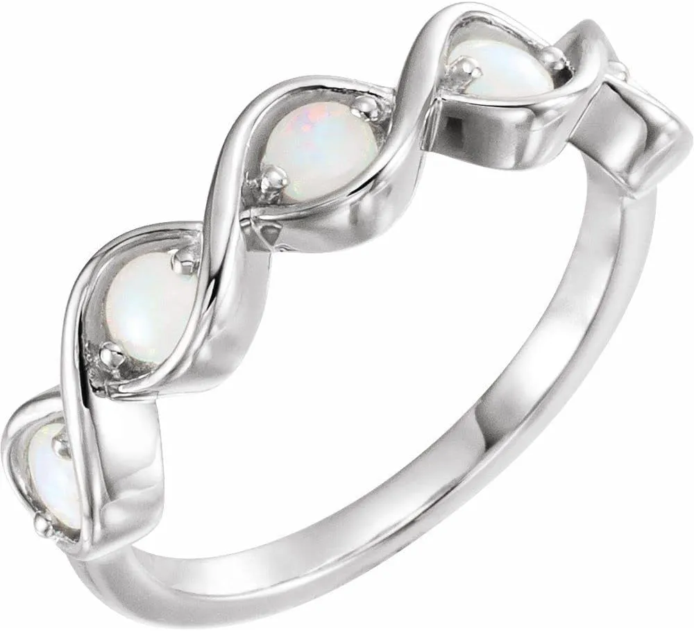 Platinum Opal Stackable Fashion Ring Fine Jewelry For Women Gifts For Her, Size 7