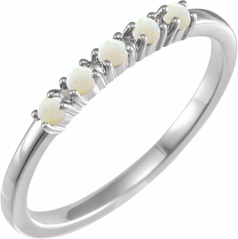 Platinum Opal Stackable Fashion Ring Fine Jewelry For Women Gifts For Her, Size 7