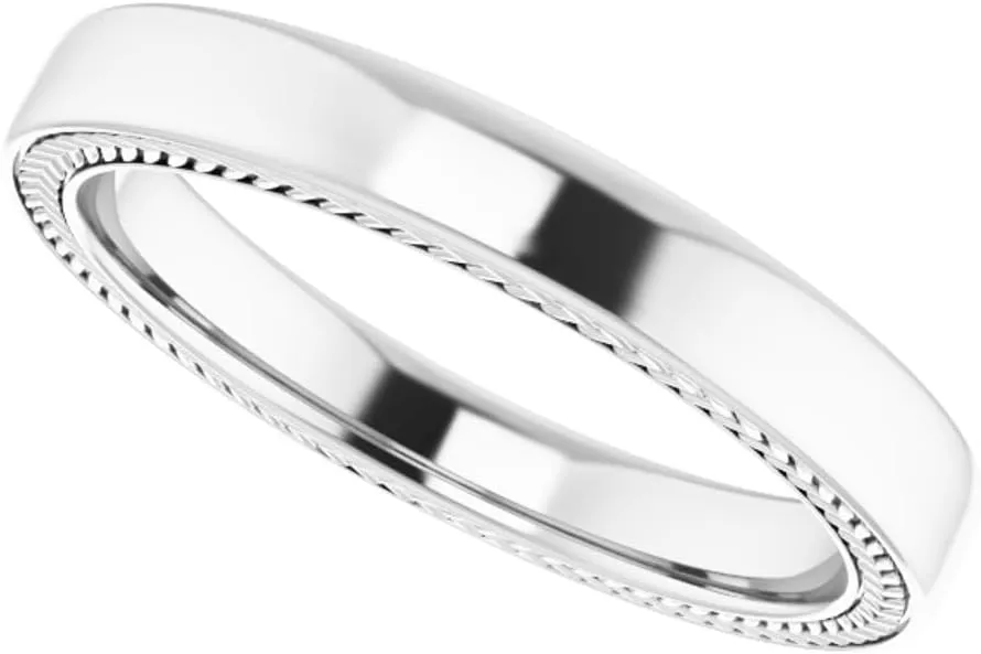 Platinum or 14k Gold 3mm Wheat Pattern Band Ring Fine Jewelry for Women Gifts for Her