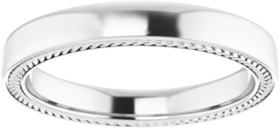 Platinum or 14k Gold 3mm Wheat Pattern Band Ring Fine Jewelry for Women Gifts for Her