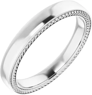 Platinum or 14k Gold 3mm Wheat Pattern Band Ring Fine Jewelry for Women Gifts for Her