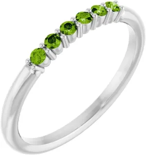 Platinum Peridot Stackable Fashion Ring Fine Jewelry For Women Gifts For Her, Size 7
