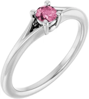 Platinum Pink Tourmaline Small Solitaire Fashion Ring Fine Jewelry For Women Gifts For Her, Size 3
