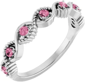 Platinum Pink Tourmaline Stackable Fashion Ring Fine Jewelry For Women Gifts For Her, Size 7