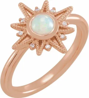 Platinum Rainbow Moonstone and .03 cttw Diamond Cabochon Fashion Ring Fine Jewelry For Women Gifts For Her, Size 7