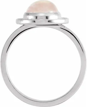 Platinum Rainbow Moonstone and 1/8 cttw Diamond Halo-Style Fashion Ring Fine Jewelry For Women Gifts For Her, Size 7