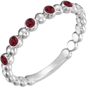 Platinum Ruby Stackable Fashion Ring Fine Jewelry For Women Gifts For Her, Size 7