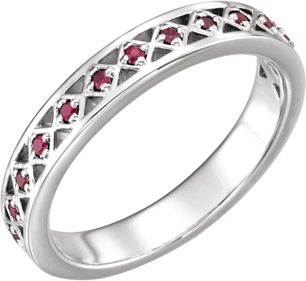 Platinum Ruby Stackable Fashion Ring Fine Jewelry For Women Gifts For Her, Size 7