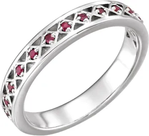 Platinum Ruby Stackable Fashion Ring Fine Jewelry For Women Gifts For Her, Size 7