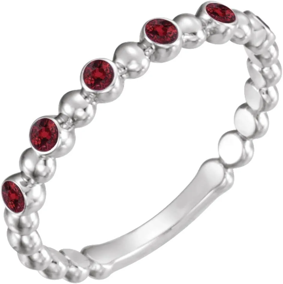 Platinum Ruby Stackable Fashion Ring Fine Jewelry For Women Gifts For Her, Size 7
