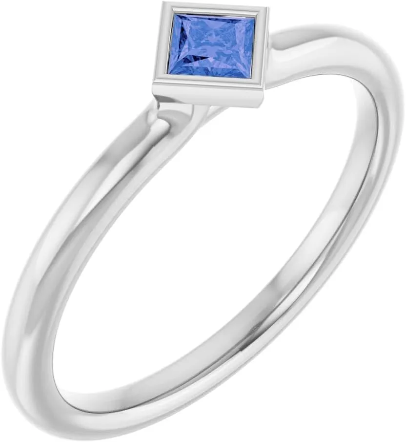 Platinum Tanzanite Stackable Family Fashion Ring Fine Jewelry For Women Gifts For Her, Size 7