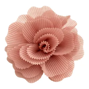 Pleats Large Fabric Flower Brooch pin and Hair clip for Women, Gift (Pink)