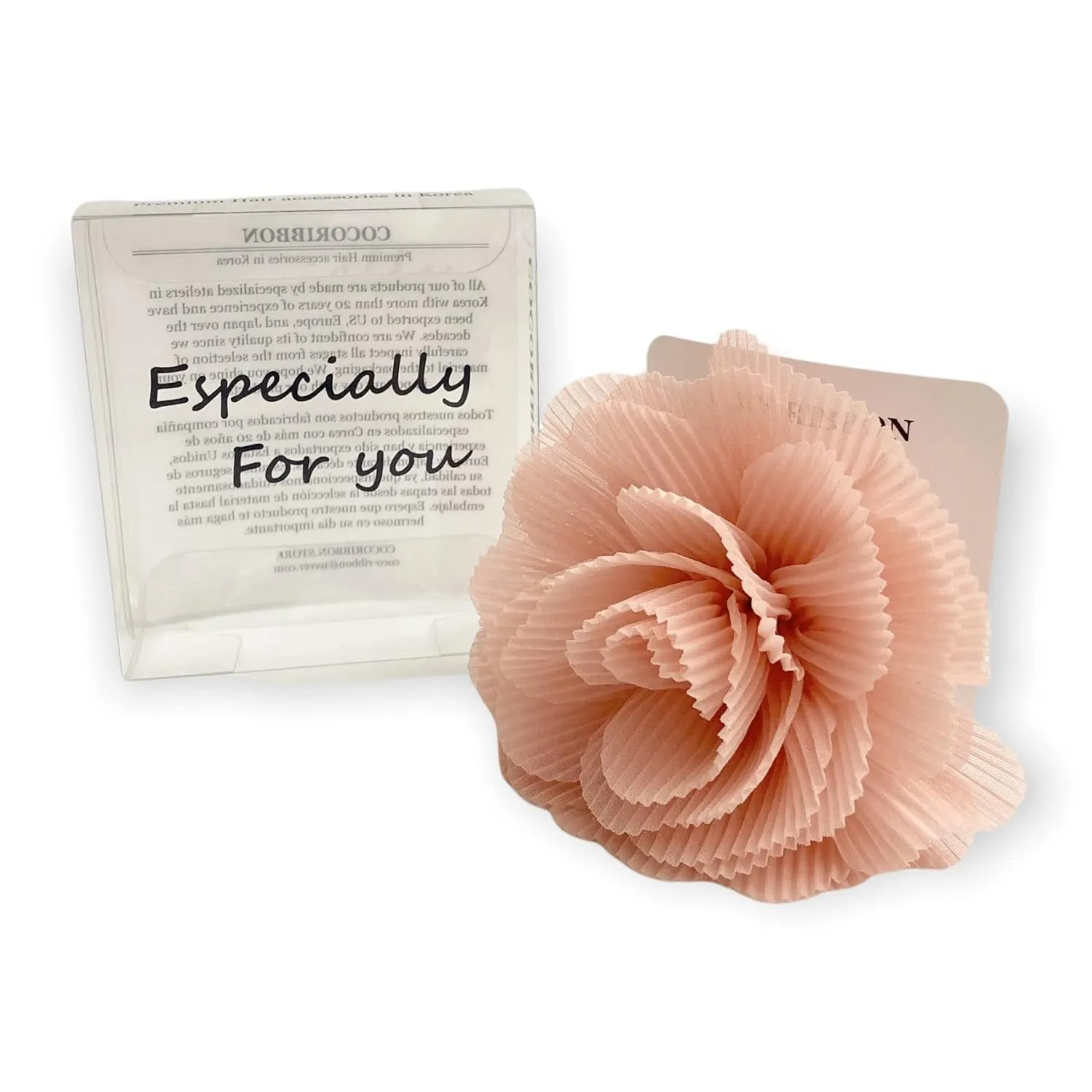 Pleats Large Fabric Flower Brooch pin and Hair clip for Women, Gift (Pink)